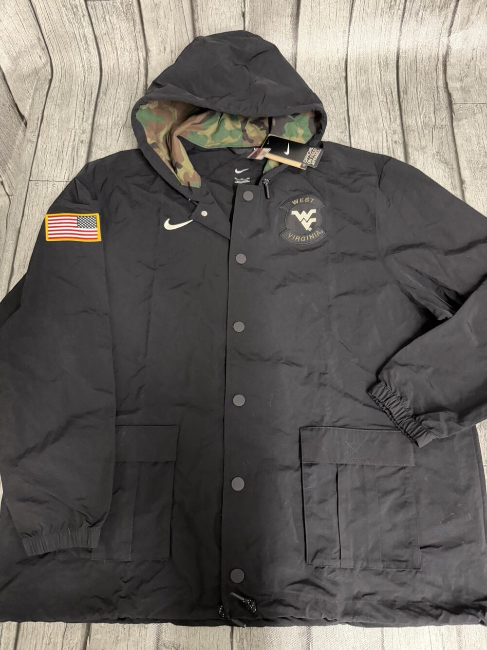 NWT Men’s Nike West Virginia Mountaineers Military Appreciation Jacket 3XL Black